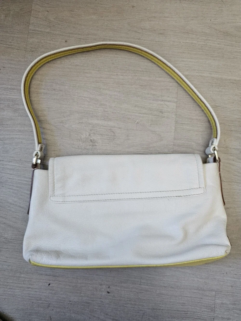 Kate Spade Cream with Yellow Lrather Envelope Purse With Strap